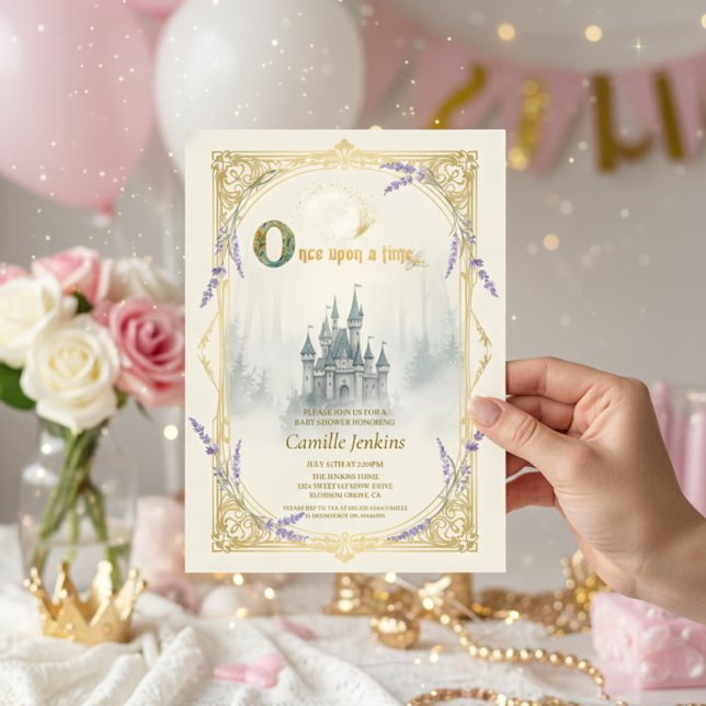 Once Upon a Time Fairytale Castle Princess floral Invitation (Creator Uploaded)