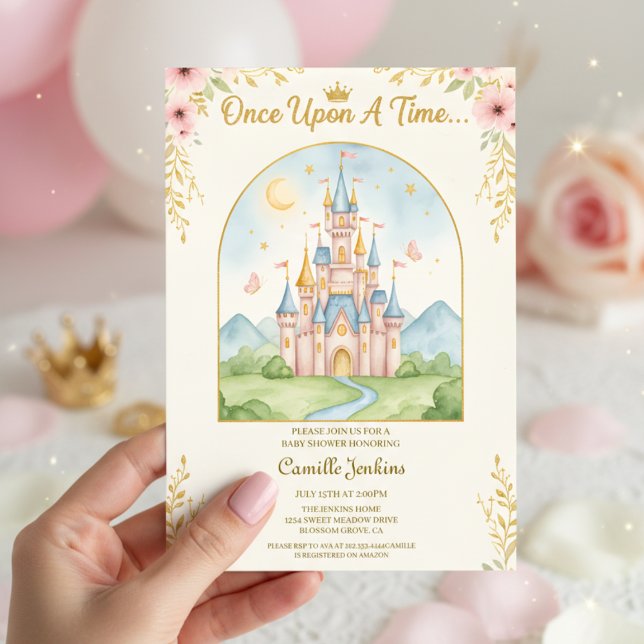 once upon a time fairytale magical royal glitter invitation (Creator Uploaded)