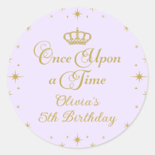 Once Upon a Time Gold Princess Birthday Classic Round Sticker