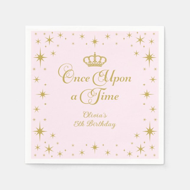Once Upon a Time Gold Princess Birthday Napkin (Front)