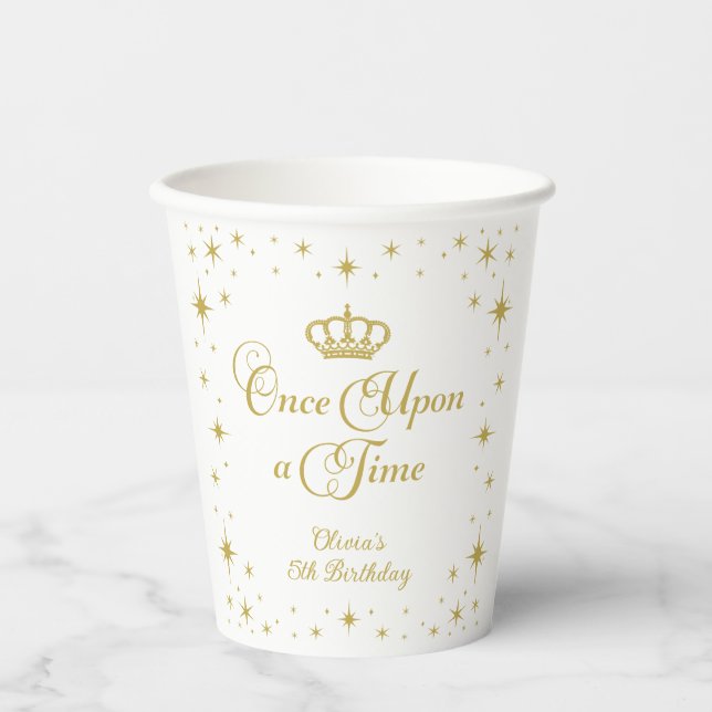 Once Upon a Time Gold Princess Birthday Paper Cups (Front)