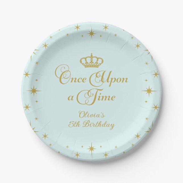 Once Upon a Time Gold Princess Birthday Paper Plate (Front)