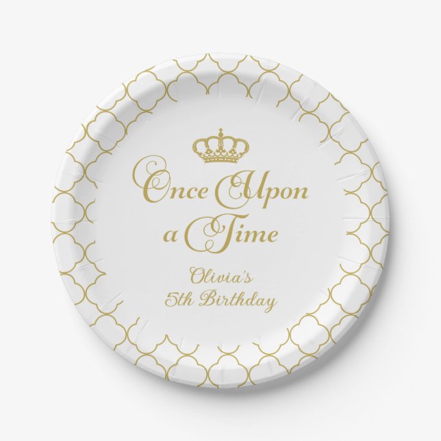 Once Upon a Time Gold Princess Birthday Paper Plate (Front)