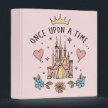 "Once Upon A Time" Hand Drawn Princess Castle Binder<br><div class="desc">Cute drawing of a castle and crown surrounded by hearts and flowers,  featuring the iconic phrase "Once Upon A Time…".</div>