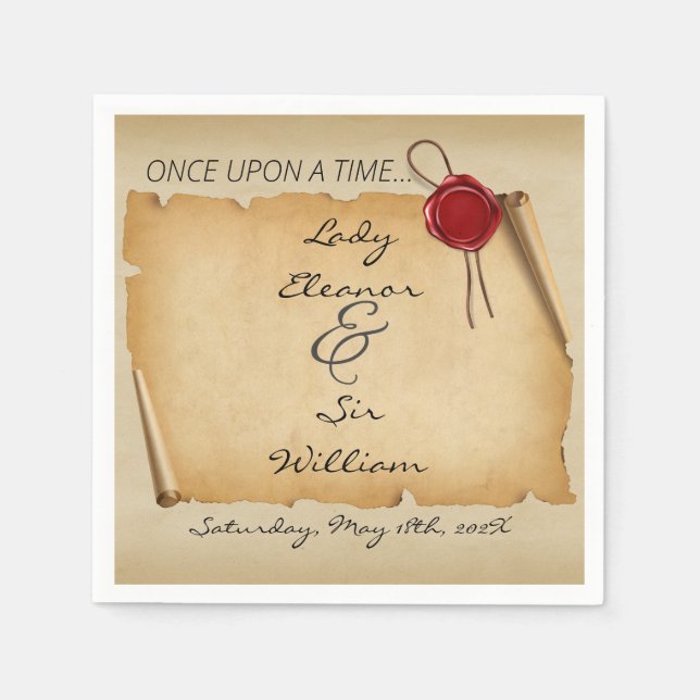 Once Upon A Time Medieval Aged Scroll Wax Seal Napkin (Front)