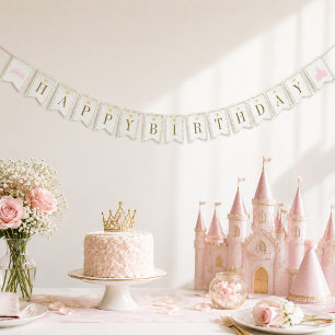 Once Upon a Time Pink Princess happy birthday Bunting Flags