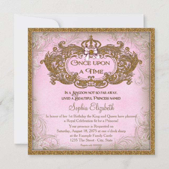 Once Upon a Time Princess Birthday Invitation (Front)
