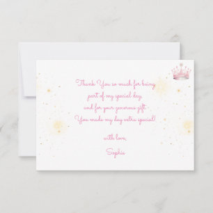 Once upon a time, Princess Birthday Thank You Card