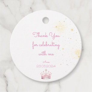 Once upon a time, Princess Birthday thank you Favour Tags