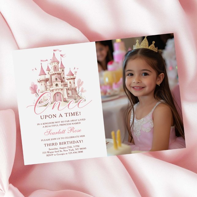 Once Upon a Time Princess Castle Birthday Photo Invitation (Creator Uploaded)