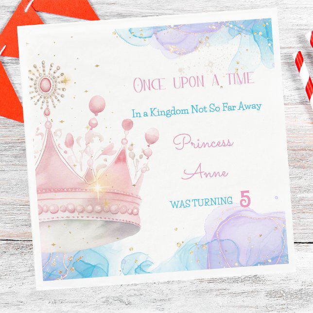 Once upon a time, Princess crown Birthday  Napkin (Creator Uploaded)