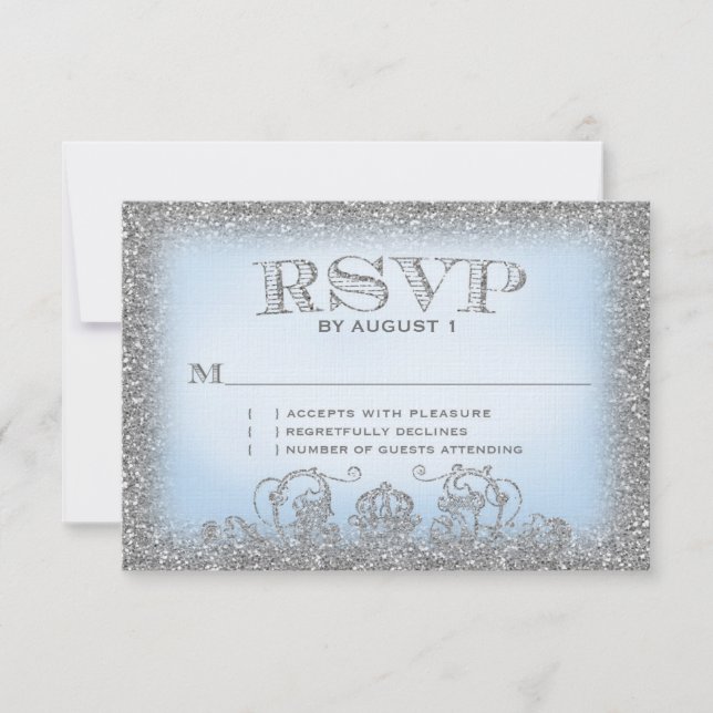 Once Upon a Time Silver Blue RSVP Card (Front)