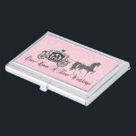 Once Upon A Time Wedding Horse & Carriage Business Card Holder<br><div class="desc">Elegant pink black and white floral damasks with wedding horse and carriage,  business card holder template</div>
