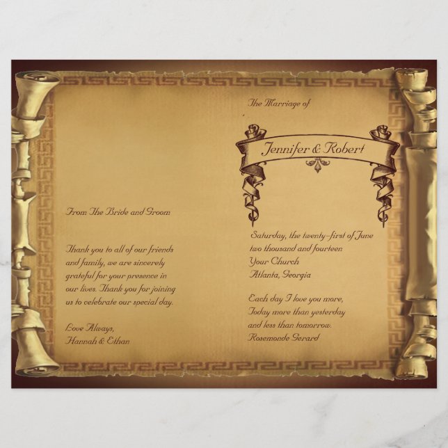 Once Upon a Time Wedding Program (Front)