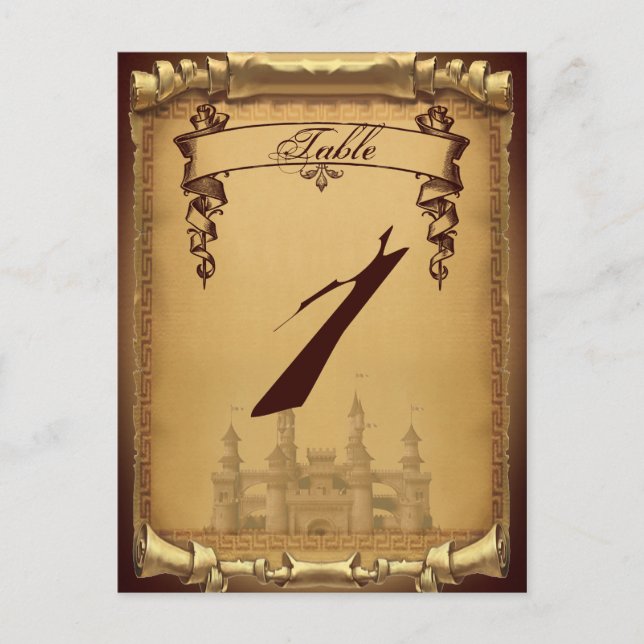 Once Upon a Time Wedding Table Number Postcard (Front)