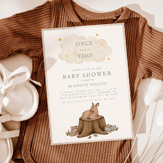 Once Upon a Time Woodland Animals Baby Shower Invitation