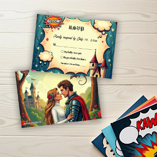 Once Upon A Time Woodland Castle Fairytale Wedding RSVP Card