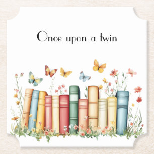 Once Upon A Twin Fairy Tale Book  Paper Coaster