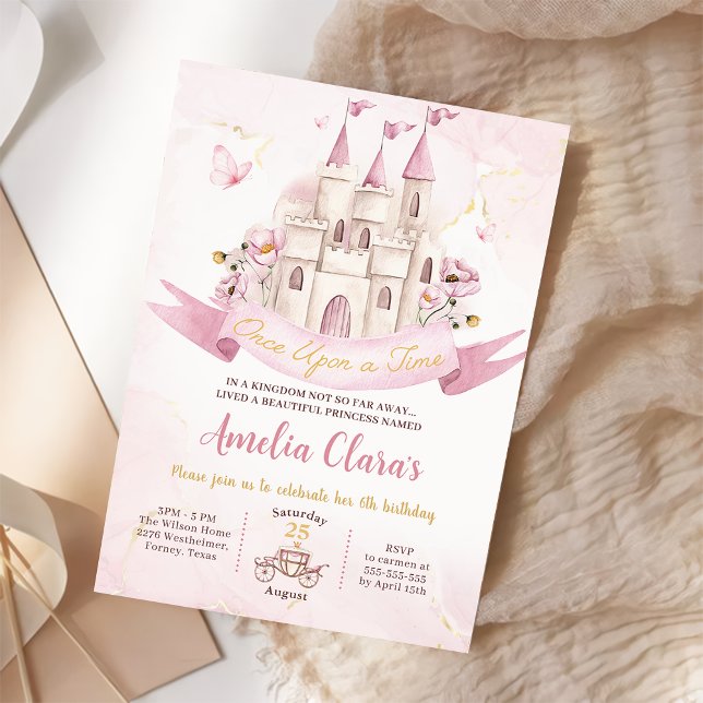 Once Upon Time Princess Fairytale Castle Birthday Invitation (Creator Uploaded)