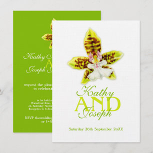 Oncidium Leucochilum orchid flower greenery invite