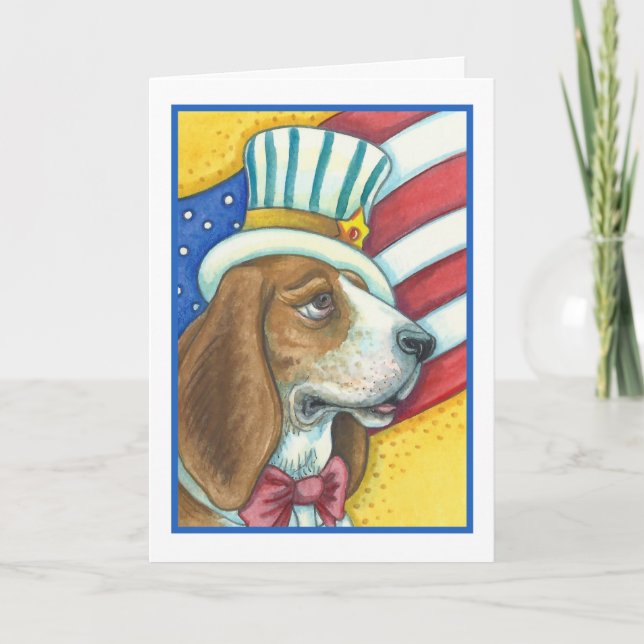 ONCLE SAM de BASSET HOUND, vers de CARTE DE VOEUX (Devant)