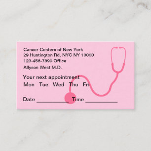 Oncologiste Cartes de visite de rendez-vous des pa