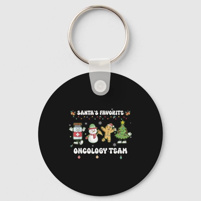 Oncology Christmas Crew Chemotherapy Nurse Techs N Keychain (Front)