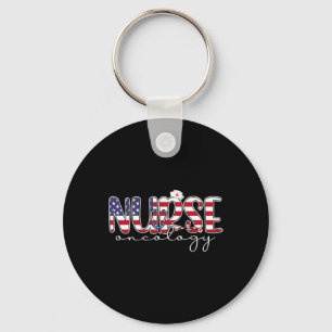 Oncology Nurse 4th Of July Us Flag Nurse Radiation Keychain
