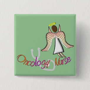 Oncology Nurse Angel 2 Inch Square Button