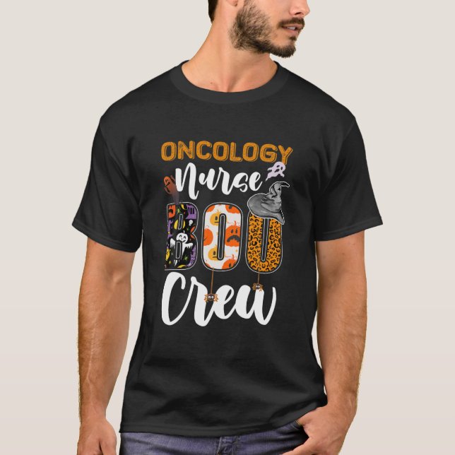 Oncology Nurse Boo Crew Funny RN Halloween Matchin T-Shirt (Front)