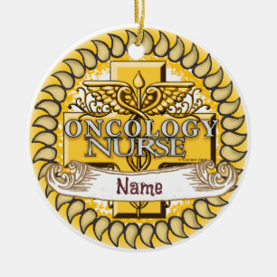 Oncology Nurse Caduceus Ceramic Ornament
