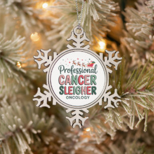 Oncology Nurse Christmas Cancer Chemo Oncology Snowflake Pewter Christmas Ornament