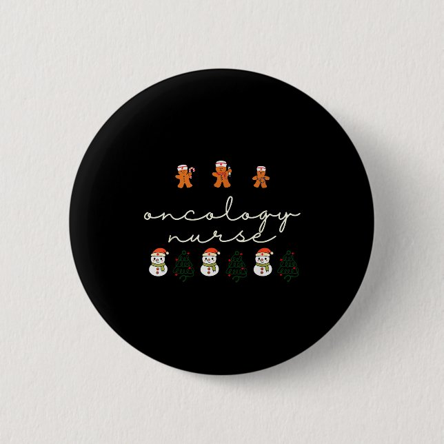 Oncology Nurse Christmas Gingerbread Holiday Hosta 2 Inch Round Button (Front)