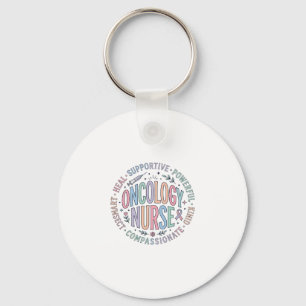 Oncology Nurse Circle Quote Floral Shirt Design_1 Keychain