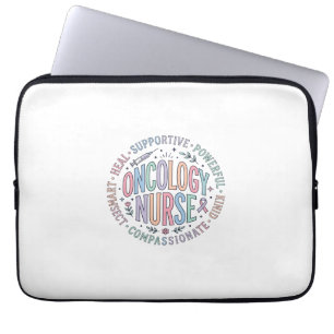 Oncology Nurse Circle Quote Floral Shirt Design_1 Laptop Sleeve