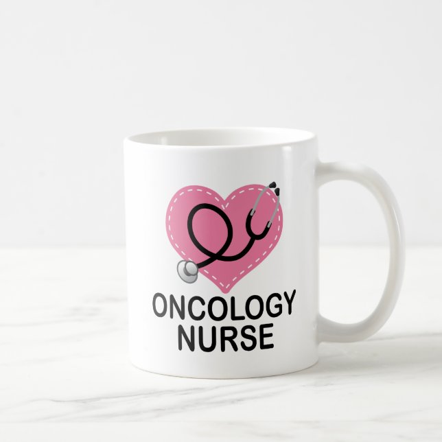 Oncology Nurse Heart Stethoscope Coffee Mug (Right)