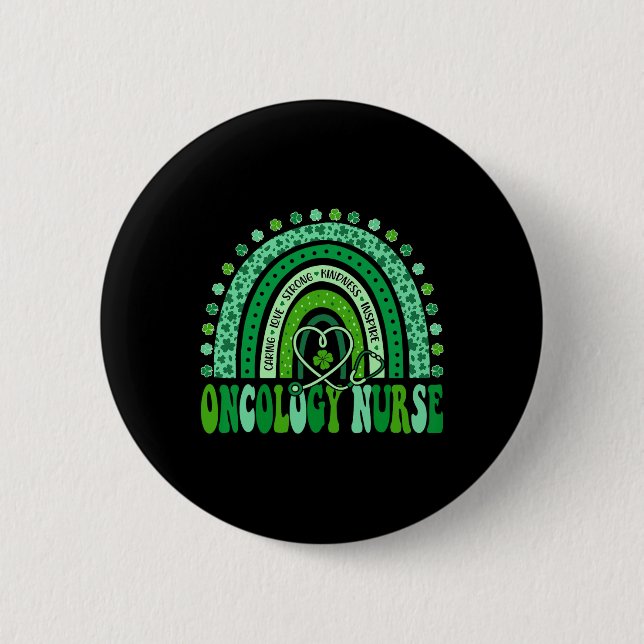 Oncology Nurse Rainbow Leopard St Patricks Day Nur 2 Inch Round Button (Front)
