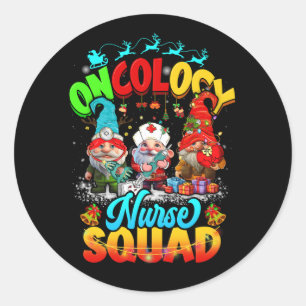 Oncology Nurse Squad Christmas Gnomes Ugly Sweater Classic Round Sticker