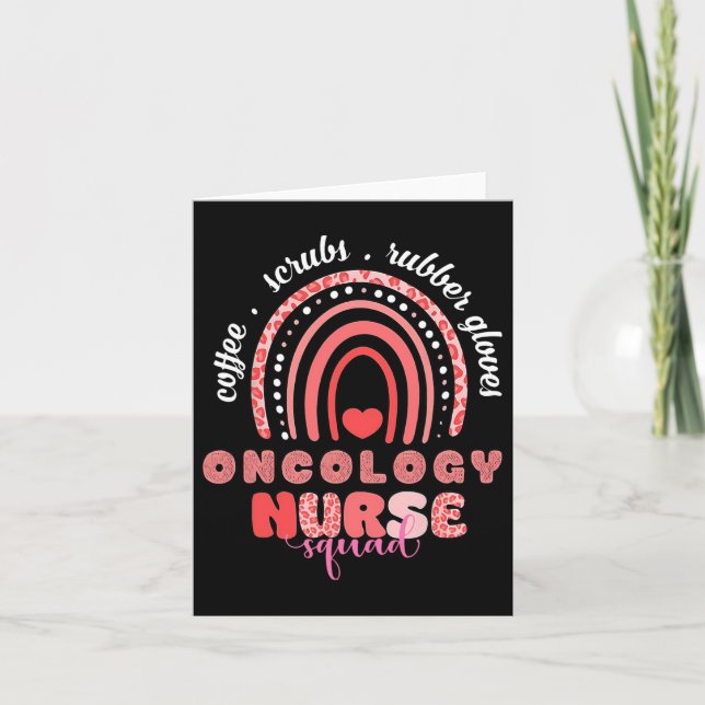 Oncology Nurse Squad Rainbow Leopard Nursing Valen Card (Front)