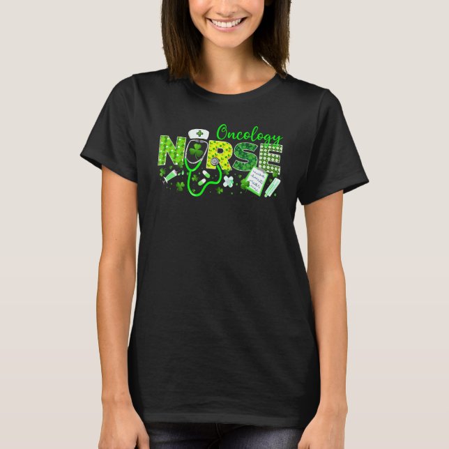Oncology Nurse St Patricks Day Love Stethoscope Rn T-Shirt (Front)