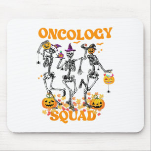 Oncology Squad Skeleton Pumpkin Fall Leaves Spooky Mouse Pad