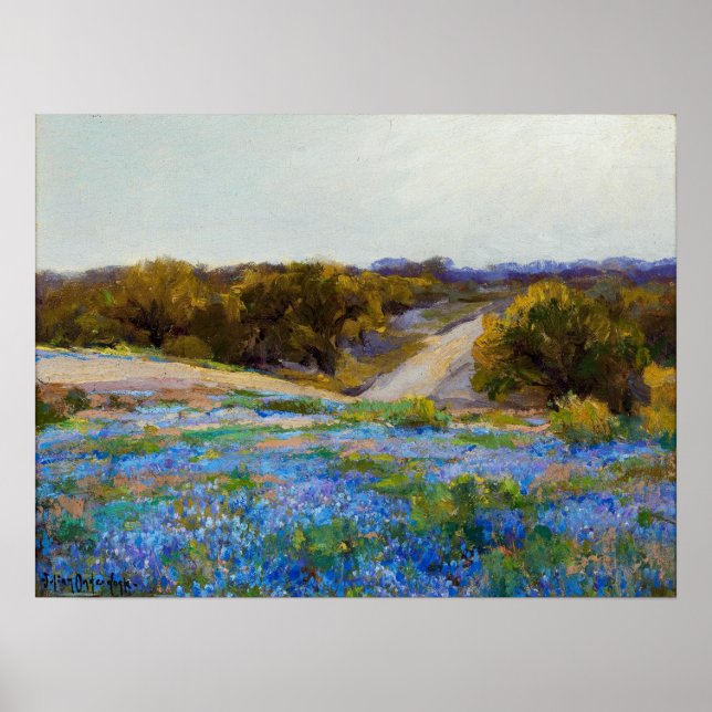 Onderdonk - Bluebonnets At Late Afternoon Poster (Front)