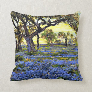 Onderdonk - Old Live Oak Tree and Bluebells Throw Pillow