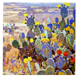 Onderdonk - With Cacti, fine art painting Tile