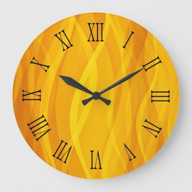Ondes de tissage doré horloge murale jaune (Recto)