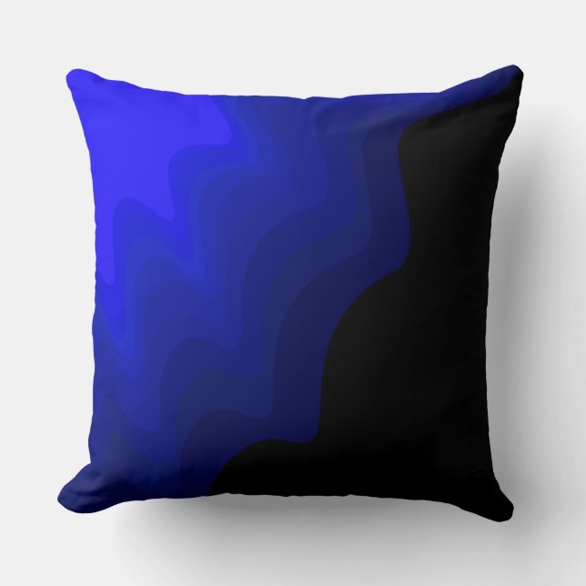 Ondes noires et bleues Oreillers abstraits (Recto)