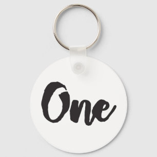 One 1st Birthday Art First Birthday My 1 year Old Keychain