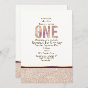 ONE 1st Birthday Faux Rose Gold Party Invitation