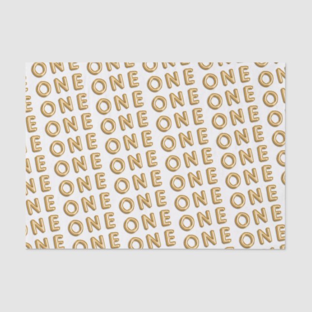 ONE 1ST Birthday Party Gold Balloon Celebration Tissue Paper (Front)