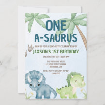 ONE-A-SAURUS Dinomite first birthday invitation